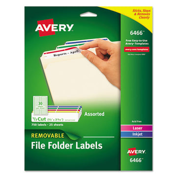 Avery® Removable File Folder Labels With Sure Feed Technology, 0.66 X 3.44, White, 30-sheet, 25 Sheets-pack freeshipping - TVN Wholesale